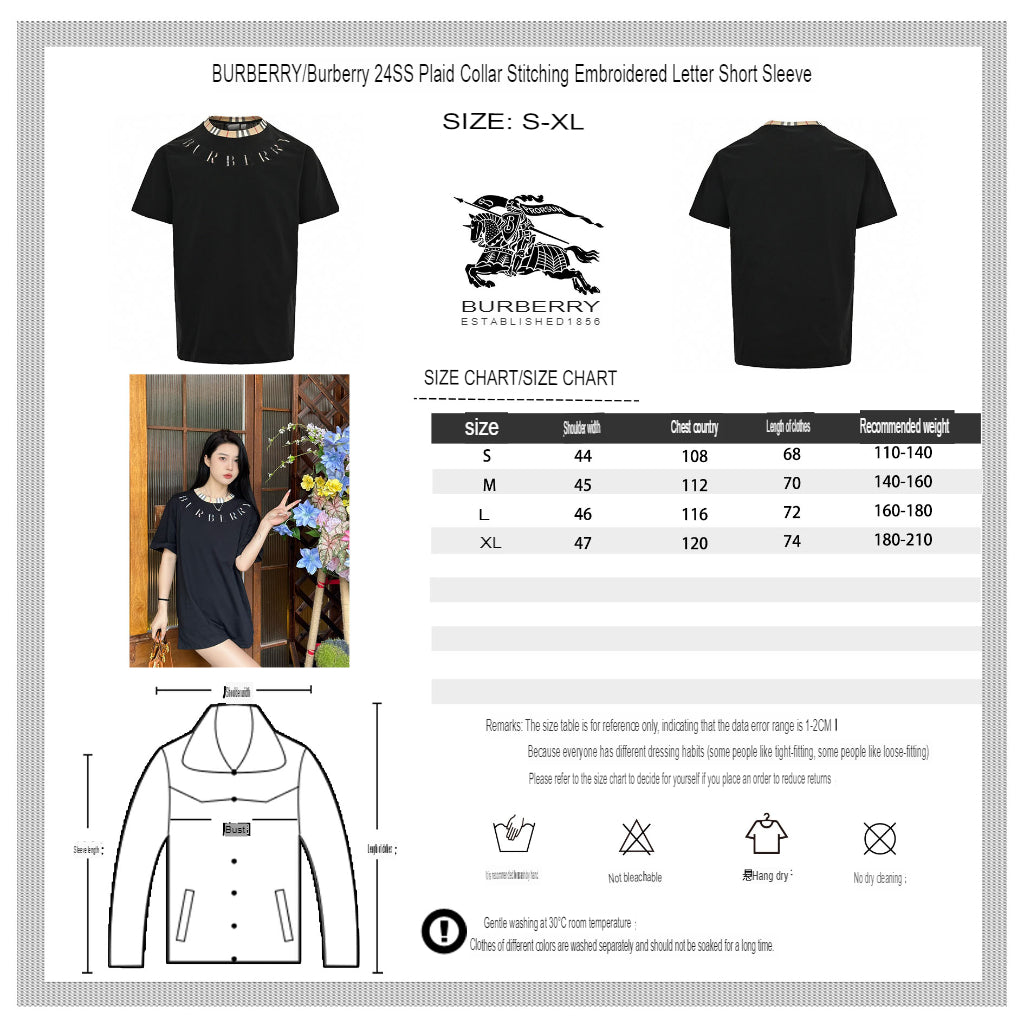 Burberry Logo Collar Detail Black T-Shirt