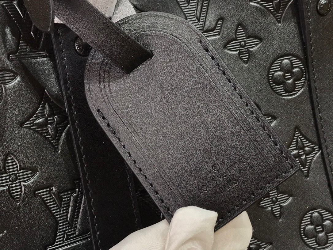LV KEEPBALL 50 BLACK LEATHER TRAVEL BAG
