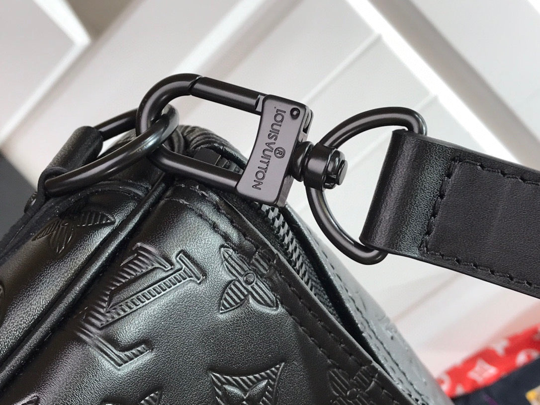 LV KEEPBALL 50 BLACK LEATHER TRAVEL BAG