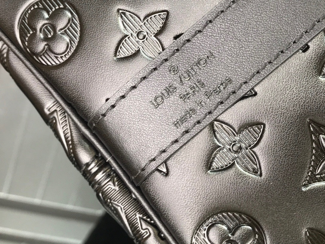 LV KEEPBALL 50 BLACK LEATHER TRAVEL BAG