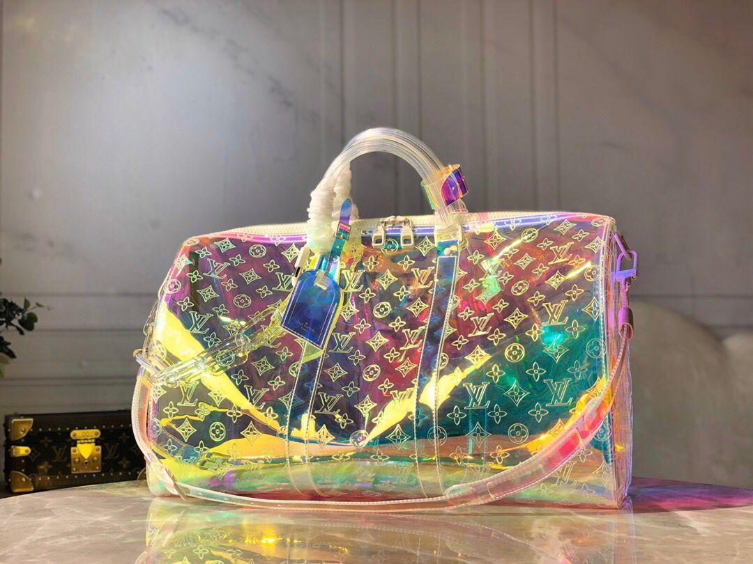 LV MONOGRAM 50 PRISM HOLOGRAPHIC TRAVEL BAG