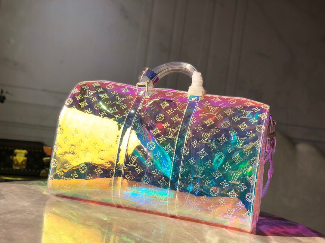 LV MONOGRAM 50 PRISM HOLOGRAPHIC TRAVEL BAG