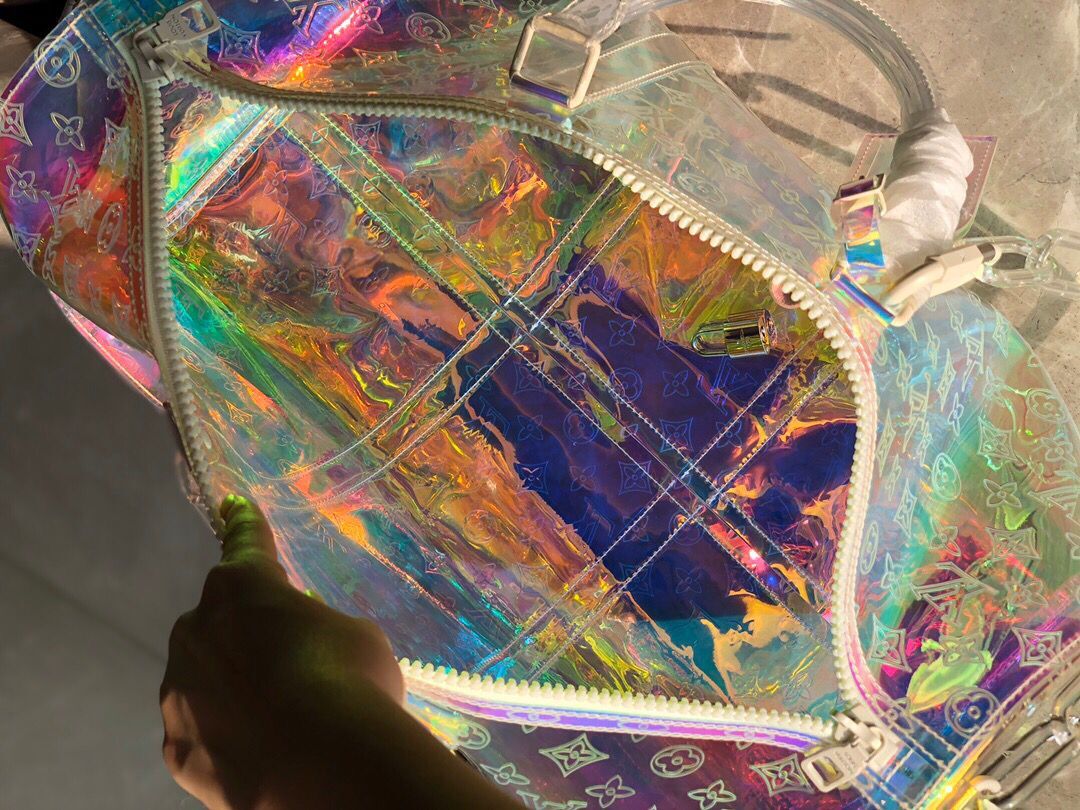 LV MONOGRAM 50 PRISM HOLOGRAPHIC TRAVEL BAG